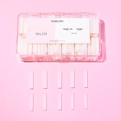 Kiara Sky C-curve Nail Tips (500pcs) - Square XXL Natural