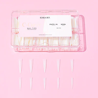 Kiara Sky C-curve Nail Tips (500pcs) - Stiletto XXL Natural
