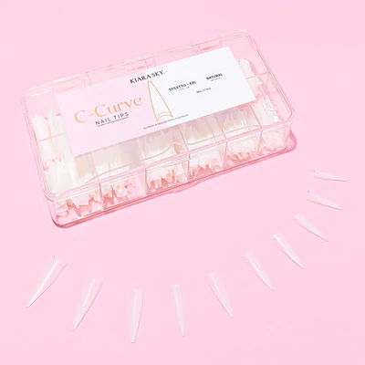 Kiara Sky C-curve Nail Tips (500pcs) - Stiletto XXL Natural
