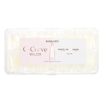 Kiara Sky C-curve Nail Tips (500pcs) - Stiletto XXL Natural